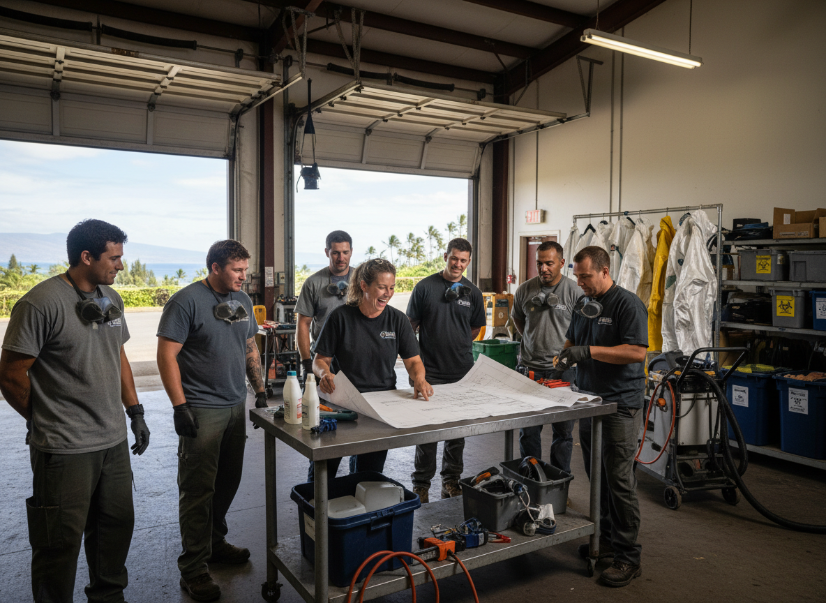 The Hawaii Biohazard Cleanup Pros team at work in Hilo